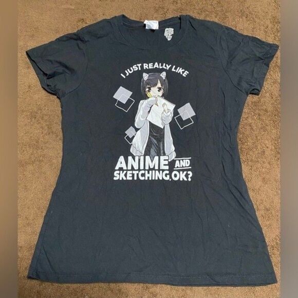 JUST A GIRL WHO LOVES ANIME AND SKETCHING. Tshirt Size: S (Jrs) - GUC - Picture 4 of 6